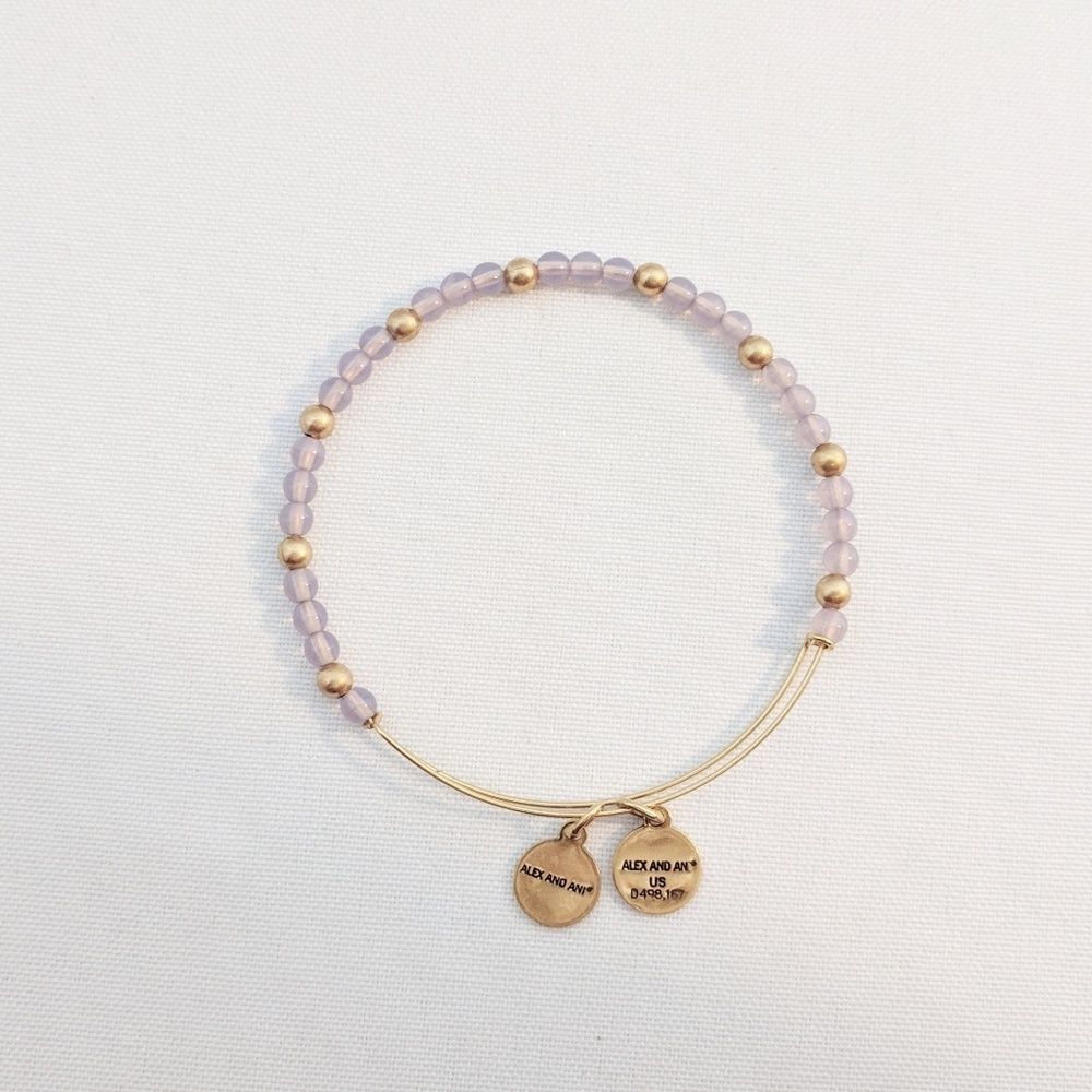 Alex and Ani SG Light Purple Jade Beaded Bracelet